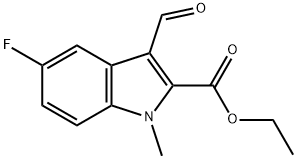 5-氟-3-甲酰基-1-甲基-1H-吲哚-2-甲酸乙酯 结构式