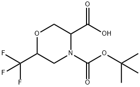 4-[(tert-butoxy)carbonyl]-6-(trifluoromethyl)morpholine-3-carboxylic acid, Mixture of diastereomers 结构式