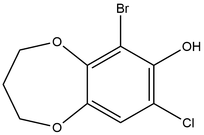 6-bromo-8-chloro-3,4-dihydro-2H-1,5-benzodioxepin-7-ol 结构式