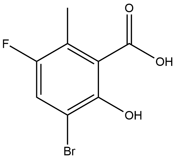 3-Bromo-5-fluoro-2-hydroxy-6-methylbenzoic acid 结构式