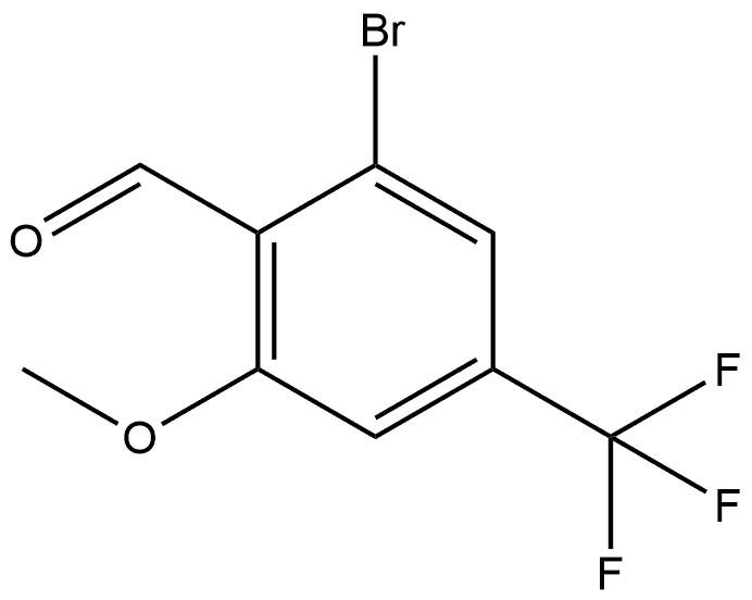 2-溴-6-三氟甲基-4-三氟甲基苯甲醛 结构式