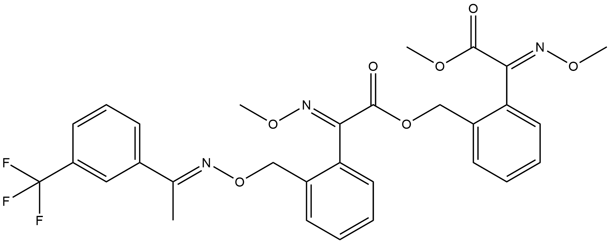 (E) -2-((E)-2-甲氧基-1-(甲氧基亚氨基)-2-氧代乙基)苄基-2-(甲氧基亚氨基)-2-(2-(((E)-(1-(3-(三氟甲基)苯基)亚乙基)氨基)氧基)苯基)乙酸盐 结构式