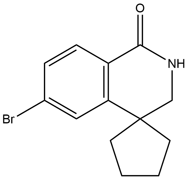 6'-溴-2',3'-二氢-1'H-螺[环戊烷-1,4'-IS6'-溴-2',3'-二氢-1'H-螺[环戊烷-1,4'-异喹啉]-1'-酮喹啉]-1'-酮 结构式