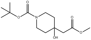 4-羟基-4-(2-甲氧基-2-氧乙基)哌啶-1-羧酸叔丁酯 结构式