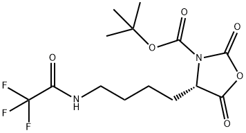 3-Oxazolidinecarboxylic acid, 2,5-dioxo-4-[4-[(trifluoroacetyl)amino]butyl]-, 1,1-dimethylethyl ester, (S)- (9CI) 结构式