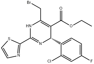 (R)-6-(溴甲基)-4-(2-氯-4-氟苯基)-2-(噻唑-2-基)-1,4-二氢嘧啶-5-羧酸乙酯 结构式