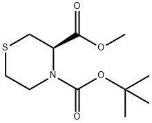 4-(1,1-Dimethylethyl) 3-methyl (3R)-3,4-thiomorpholinedicarboxylate 结构式