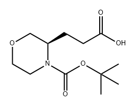3-Morpholinepropanoic acid, 4-[(1,1-dimethylethoxy)carbonyl]-, (3R)- 结构式