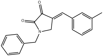 (E)-1-苄基-4-(3-甲基亚苄基)吡咯烷-2,3-二酮 结构式