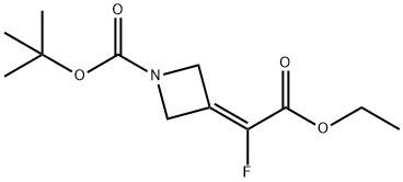 1-Azetidinecarboxylic acid, 3-(2-ethoxy-1-fluoro-2-oxoethylidene)-, 1,1-dimethylethyl ester 结构式