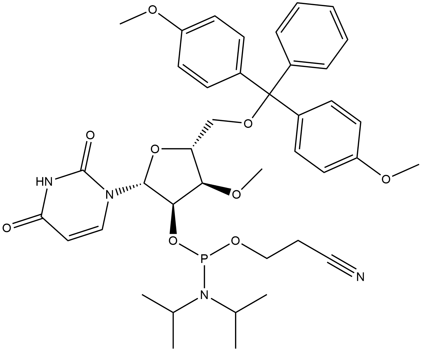 3'-O-Me-U-2'-phosphoramidite 结构式