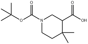 1-(叔丁氧羰基)-4,4-二甲基哌啶-3-羧酸 结构式