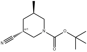 REL-(3R,5R)-3-氰基-5-甲基哌啶-1-羧酸叔丁酯 结构式