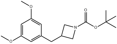 1-Azetidinecarboxylic acid, 3-[(3,5-dimethoxyphenyl)methyl]-, 1,1-dimethylethyl ester 结构式