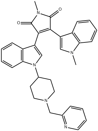 1-Methyl-3-(1-methyl-1H-indol-3-yl)-4-[1-[1-(2-pyridinylmethyl)-4-piperidinyl]-1H-indol-3-yl]-1H-pyrrole-2,5-dione 结构式