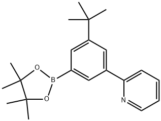 2-[3-叔丁基-5-(4,4,5,5-四甲基-1,3,2-二氧硼杂环戊烷-2-基)苯基]吡啶 结构式