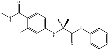 N-[3-氟-4-[(甲基氨基)羰基]苯基]-2-甲基丙氨酸苯酯 结构式