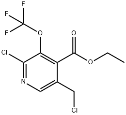 Ethyl 2-chloro-5-(chloromethyl)-3-(trifluoromethoxy)pyridine-4-carboxylate 结构式