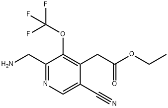Ethyl 2-(aminomethyl)-5-cyano-3-(trifluoromethoxy)pyridine-4-acetate 结构式