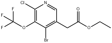 Ethyl 4-bromo-2-chloro-3-(trifluoromethoxy)pyridine-5-acetate 结构式