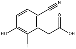 6-Cyano-3-hydroxy-2-iodophenylacetic acid 结构式