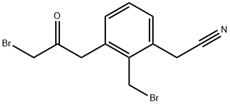 3-(3-Bromo-2-oxopropyl)-2-(bromomethyl)phenylacetonitrile 结构式