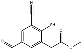 Methyl 3-cyano-5-formyl-2-mercaptophenylacetate 结构式