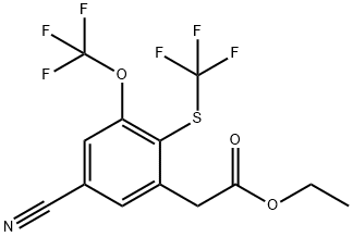 Ethyl 5-cyano-3-trifluoromethoxy-2-(trifluoromethylthio)phenylacetate 结构式