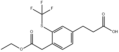 Ethyl 4-(2-carboxyethyl)-2-(trifluoromethylthio)phenylacetate 结构式