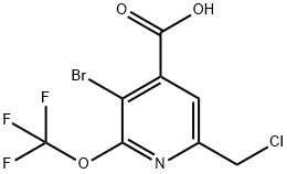 3-Bromo-6-(chloromethyl)-2-(trifluoromethoxy)pyridine-4-carboxylic acid 结构式