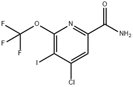 4-Chloro-3-iodo-2-(trifluoromethoxy)pyridine-6-carboxamide 结构式