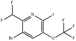 3-Bromo-2-(difluoromethyl)-6-iodo-5-(trifluoromethoxy)pyridine 结构式