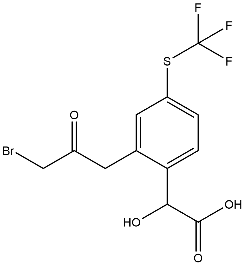 2-(3-Bromo-2-oxopropyl)-4-(trifluoromethylthio)mandelic acid 结构式