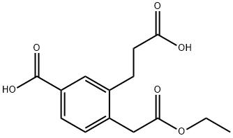 Ethyl 4-carboxy-2-(2-carboxyethyl)phenylacetate 结构式