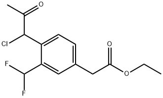 Ethyl 4-(1-chloro-2-oxopropyl)-3-(difluoromethyl)phenylacetate 结构式