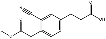 Methyl 4-(2-carboxyethyl)-2-cyanophenylacetate 结构式