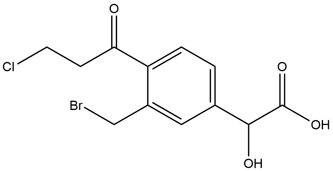 3-(Bromomethyl)-4-(3-chloropropanoyl)mandelic acid 结构式