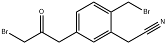 5-(3-Bromo-2-oxopropyl)-2-(bromomethyl)phenylacetonitrile 结构式