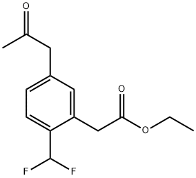 Ethyl 2-(difluoromethyl)-5-(2-oxopropyl)phenylacetate 结构式