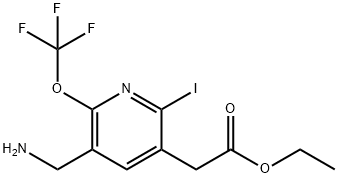 Ethyl 3-(aminomethyl)-6-iodo-2-(trifluoromethoxy)pyridine-5-acetate 结构式