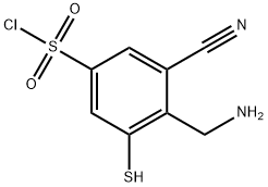 4-Aminomethyl-3-cyano-5-mercaptobenzenesulfonyl chloride 结构式