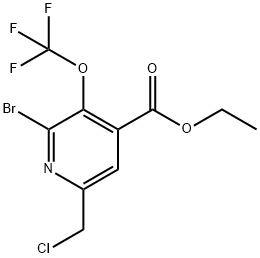 Ethyl 2-bromo-6-(chloromethyl)-3-(trifluoromethoxy)pyridine-4-carboxylate 结构式