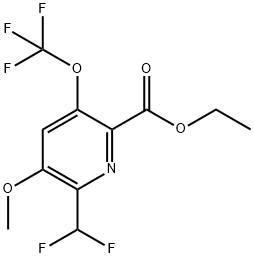 Ethyl 2-(difluoromethyl)-3-methoxy-5-(trifluoromethoxy)pyridine-6-carboxylate 结构式