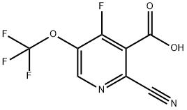 2-Cyano-4-fluoro-5-(trifluoromethoxy)pyridine-3-carboxylic acid 结构式