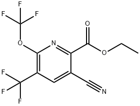 Ethyl 5-cyano-2-(trifluoromethoxy)-3-(trifluoromethyl)pyridine-6-carboxylate 结构式