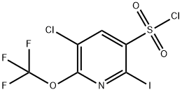 3-Chloro-6-iodo-2-(trifluoromethoxy)pyridine-5-sulfonyl chloride 结构式