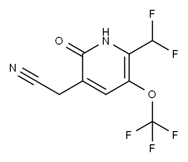 2-(Difluoromethyl)-6-hydroxy-3-(trifluoromethoxy)pyridine-5-acetonitrile 结构式