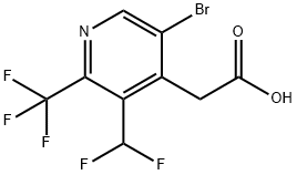 5-Bromo-3-(difluoromethyl)-2-(trifluoromethyl)pyridine-4-acetic acid 结构式