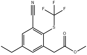 Methyl 3-cyano-5-ethyl-2-(trifluoromethylthio)phenylacetate 结构式