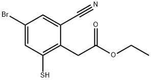 Ethyl 4-bromo-2-cyano-6-mercaptophenylacetate 结构式